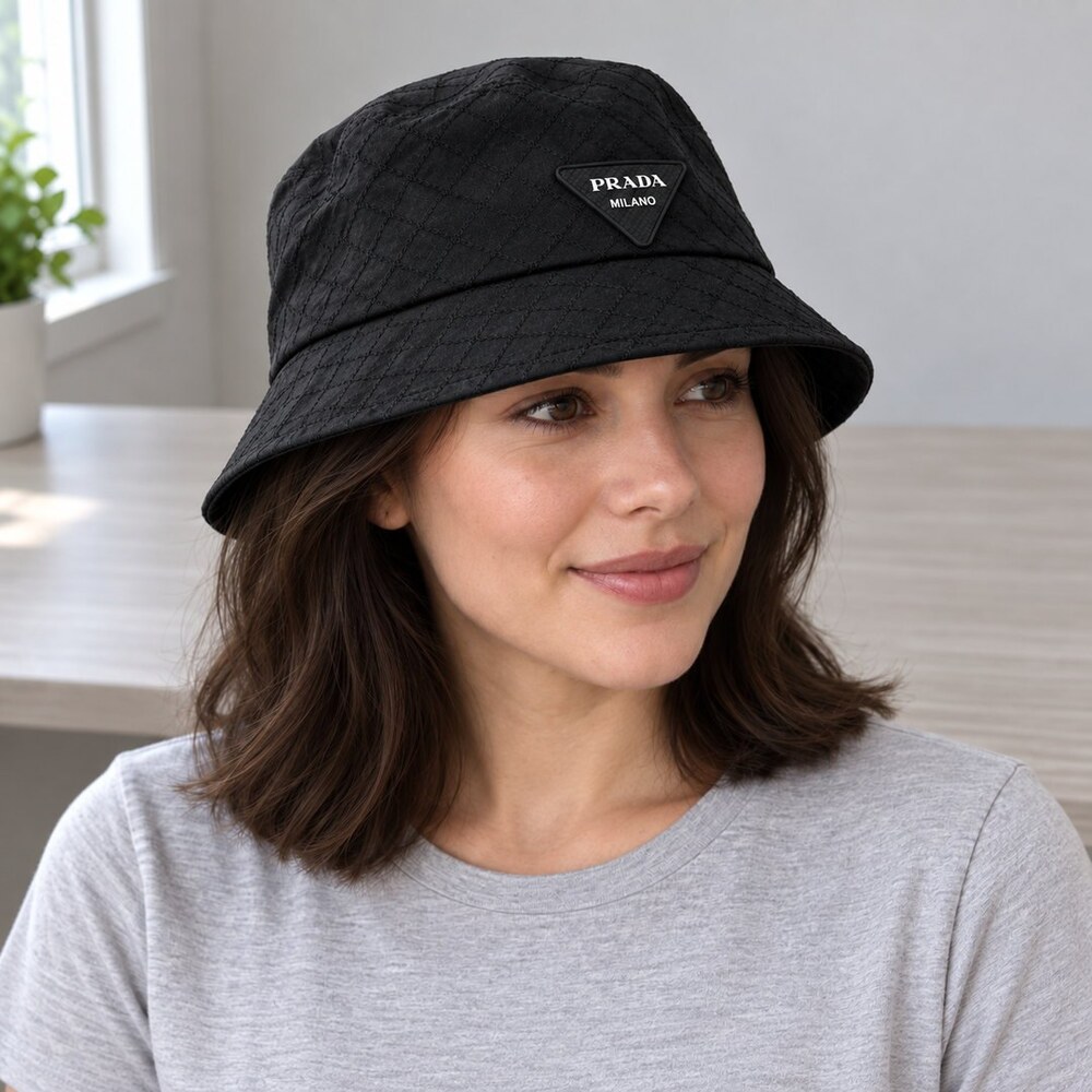 Prada Black Diamond-Texture Bucket Hat - Picture 2 of 6